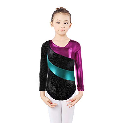 DoGeek Maillot Gimnasia Ritmica Niña Leotardos Gimnasia 3-10 años para Niña (sin Mangas/Manga Larga) (S(3-4 años), Verde)