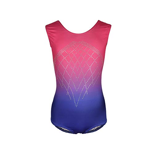 Maillot de gimnasia rítmica sin mangas para mujeres y niñas, elastano de  alta elasticidad, hecho a mano, para competición, azul, XL