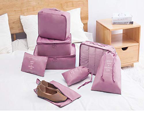 DoGeek Organizador de Equipaje 8 en 1 Set Viaje con Bolsa de Zapato, Impermeable Organizador de Maleta Bolsa para Ropa Sucia de Viaje, Material Nylon (Rosado) DoGeek Organizador de Equipaje 8 en 1 Set Viaje con Bolsa de Zapato, Impermeable Organizador de Maleta Bolsa para Ropa Sucia de Viaje, Material Nylon (Rosado)