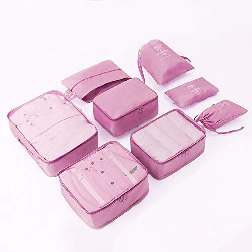 DoGeek Organizador de Equipaje 8 en 1 Set Viaje con Bolsa de Zapato, Impermeable Organizador de Maleta Bolsa para Ropa Sucia de Viaje, Material Nylon (Rosado) DoGeek Organizador de Equipaje 8 en 1 Set Viaje con Bolsa de Zapato, Impermeable Organizador de Maleta Bolsa para Ropa Sucia de Viaje, Material Nylon (Rosado)