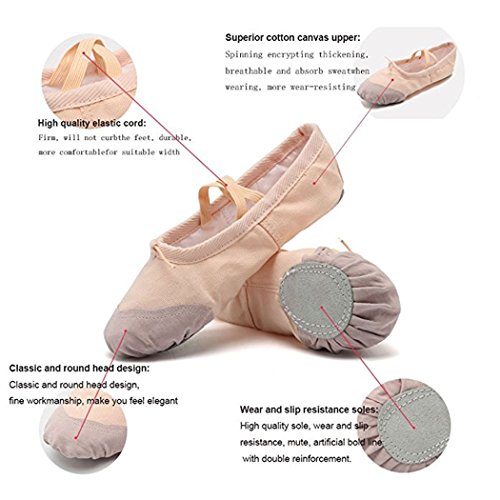 DoGeek Transpirable Zapatos de Ballet Zapatillas de Ballet de Danza Baile para Niña (25 EU, Rosa 2)