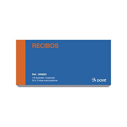 DOHE 50060D - Talonario de recibos tercio apaisado duplicado DOHE 50060D - Talonario de recibos tercio apaisado duplicado
