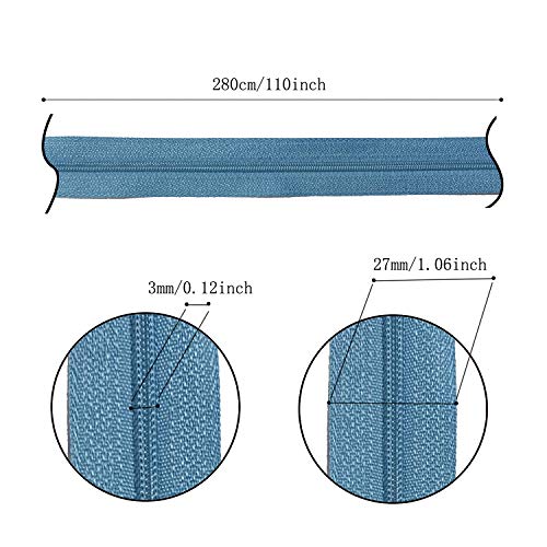 DOITEM Cremallera continua de nailon de 2,8 mm, 14 metros, con tirador y cremallera, 5 colores