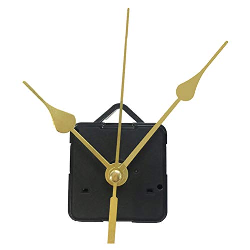 DOITOOL 1 piezas kit de movimiento reloj de cuarzo silencioso mecanismo de reloj maquinaria reloj pared maquinaria de reloj con agujas de pared con 3 manos sin batería (mano dorada)