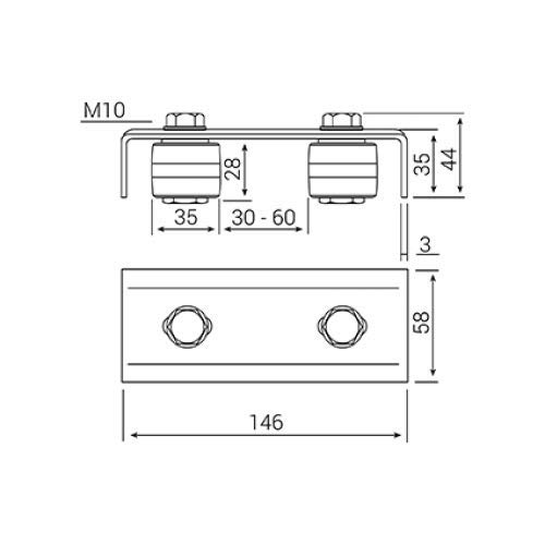 DOJA Industrial | Guia de Piso Ajustable Puerta Corredera | 2 Ruedas | Soporte para Puertas Deslizantes con Cojinetes de Nylon | Portón Electrico Automatico, Puertas Correderas, Granero