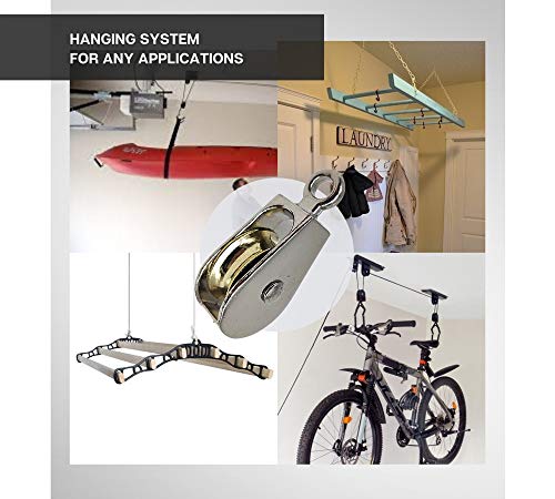 DOJA Industrial |(Pack de 4) unidades de Poleas Individuales de acero niquelado | Diámetro: 25mm | Polea tamaño estándar | Gancho fijo | Capacidad de carga de 150 kg DOJA Industrial |(Pack de 4) unidades de Poleas Individuales de acero niquelado | Diámetro: 25mm | Polea tamaño estándar | Gancho fijo | Capacidad de carga de 150 kg