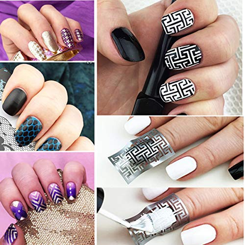 Dokpav 144 Unids 24 Hojas de 72 Diseños Diferentes, Hojas de Uñas de Uñas de Vinilo Plantillas de Uñas Pegatinas de Arte Nail Art Decoration para Uñas Diseño de Arte DIY