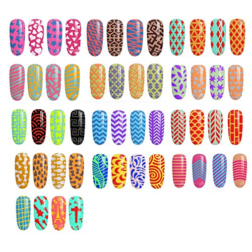 Dokpav 144 Unids 24 Hojas de 72 Diseños Diferentes, Hojas de Uñas de Uñas de Vinilo Plantillas de Uñas Pegatinas de Arte Nail Art Decoration para Uñas Diseño de Arte DIY