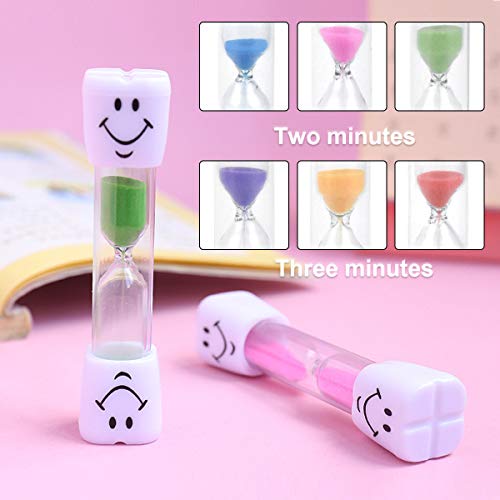 Dokpav 6 PCS Reloj De Arena Temporizador 2minutos / 3minutos, Smiley Temporizador de Reloj, Relojes de Arena, Temporizador de cocina, Reloj de Arena para Niños Lavado Dientes, Cocina