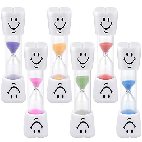 Dokpav 6 PCS Reloj De Arena Temporizador 2minutos / 3minutos, Smiley Temporizador de Reloj, Relojes de Arena, Temporizador de cocina, Reloj de Arena para Niños Lavado Dientes, Cocina