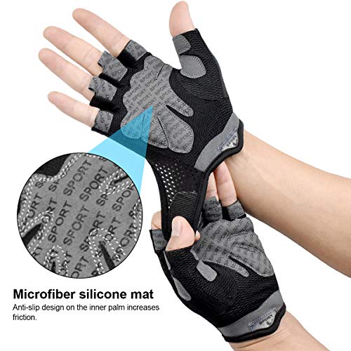 Dokpav Guantes Gimnasio Hombre Mujer, Gym Guantes Transpirable con Protección Completa de Muñeca y Palma, Antideslizante Guantes Crossfit para Levantamiento de Pesas, Musculación, Fitness (Negro-L)