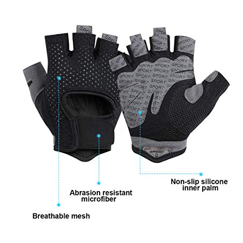 Dokpav Guantes Gimnasio Hombre Mujer, Gym Guantes Transpirable con Protección Completa de Muñeca y Palma, Antideslizante Guantes Crossfit para Levantamiento de Pesas, Musculación, Fitness (Negro-L)