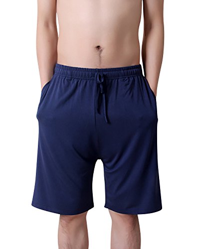 Dolamen Hombre Pantalones de Pijama Algodón Modal, Pantalones Boxeador Cortos Trunk Shorts Ropa de Dormir Cintura elástica Ajustable y Bolsillos para Dormir Tiempo Libre (XXX-Large, Azul)