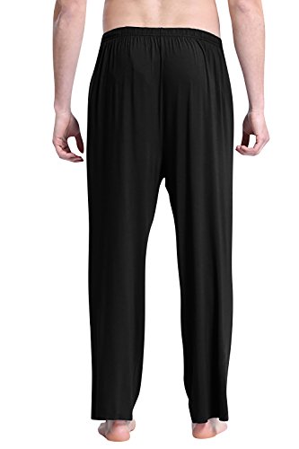 Dolamen Hombre Pantalones de Pijama Modal Algodón, 2018 Pantalones Boxeador Largo Casual Ropa de Dormir Cintura elástica Bolsillos Tiempo Libre Yoga Deportes (XXX-Large, Negro)