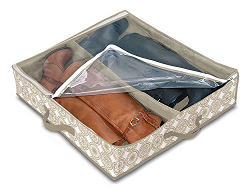 Domopak Living 910007 - Funda para botas (2 compartimentos, plástico, 50 x 60 x 12 cm), color blanco y beige