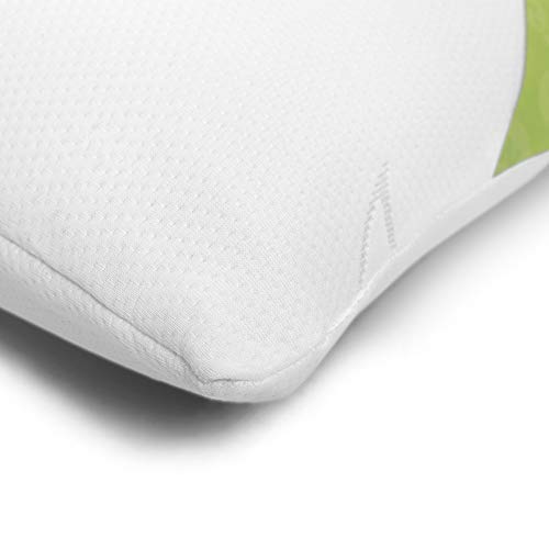 DON DESCANSO Pack 2 Almohadas Viscoelásticas Aloe Vera con Copos 100% Viscoelásticos, 70cm, Firmeza Media, Ergonómicas, Adaptables a Cabeza y Cuello, Transpirables, Tejido Strech. Fabricadas en España