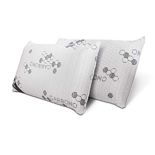 Don Descanso Pack 2 Almohadas Viscoelásticas Carbono con Copos 100% Viscoelásticos, 70cm, Firmeza Media, Ergonómicas, Adaptables a Cabeza y Cuello, Transpirables, Tejido Strech. Fabricadas en España.