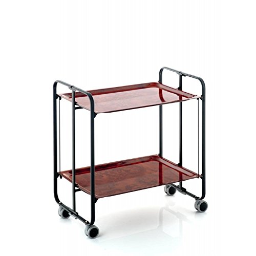 DON HIERRO Mesa Plegable con Ruedas en 3 Posiciones, Color de Madera de Olmo y chasis Negro DON HIERRO Mesa Plegable con Ruedas en 3 Posiciones, Color de Madera de Olmo y chasis Negro