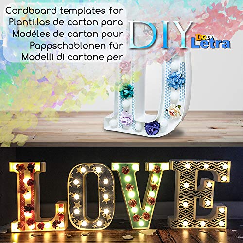 DON LETRA Letras Luminosas Decorativas con Luces LED, Letras del Alfabeto A-Z, Altura de 22cm, Color Blanco - Letra M