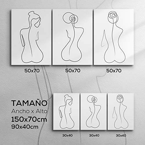 DON LETRA Silueta Femenina - Juego de 3 Cuadros para Decoración de Salón y Dormitorio, Arte Moderno, 150 x 70 x 2 cm, Lienzo 100% Poliéster con Bastidor de Madera, Blanco y Negro, LZ-C3-003 DON LETRA Silueta Femenina - Juego de 3 Cuadros para Decoración de Salón y Dormitorio, Arte Moderno, 150 x 70 x 2 cm, Lienzo 100% Poliéster con Bastidor de Madera, Blanco y Negro, LZ-C3-003