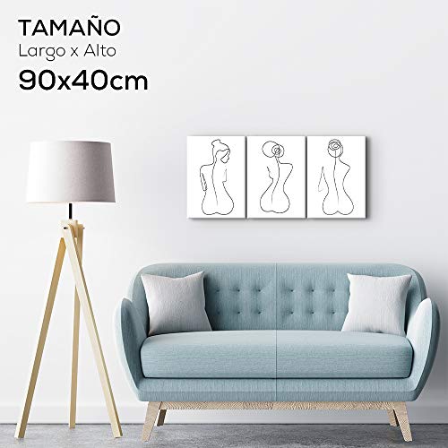 DON LETRA Silueta Femenina - Juego de 3 Cuadros para Decoración de Salón y Dormitorio, Arte Moderno, 150 x 70 x 2 cm, Lienzo 100% Poliéster con Bastidor de Madera, Blanco y Negro, LZ-C3-003 DON LETRA Silueta Femenina - Juego de 3 Cuadros para Decoración de Salón y Dormitorio, Arte Moderno, 150 x 70 x 2 cm, Lienzo 100% Poliéster con Bastidor de Madera, Blanco y Negro, LZ-C3-003