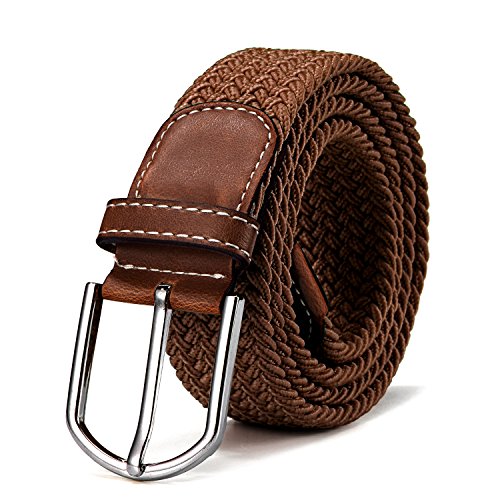 DonDon Cinturón trenzado extensible y elástico para hombres y mujeres de 100 cm a 130 cm de longitud bayo