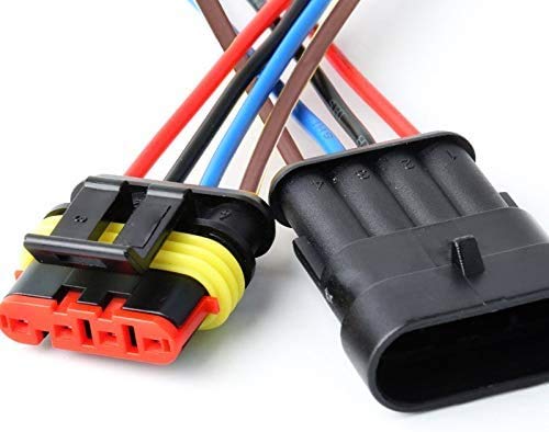 DONJON Conector eléctrico Impermeable, Coche Impermeable Rápido Enchufe 4 Pin, Enchufe de Terminal con Cable 16 AWG, para automóvil, Motocicleta, camión, Barco (5 Pares) DONJON Conector eléctrico Impermeable, Coche Impermeable Rápido Enchufe 4 Pin, Enchufe de Terminal con Cable 16 AWG, para automóvil, Motocicleta, camión, Barco (5 Pares)