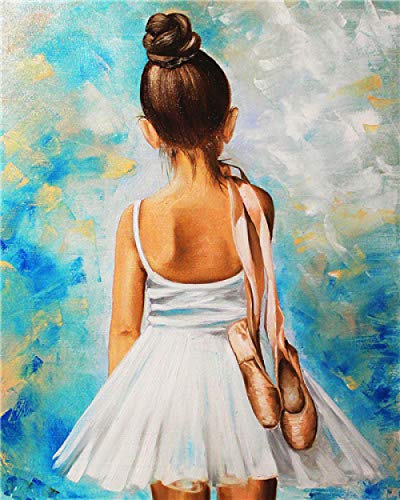 DOORWD Art Pintura por Números Kit DIY Pre-Impreso Lienzo Pintura Al Óleo Niña Ballet para Niños Adultos Decoración de La Pared 40x50 cm（ Sin Marco）