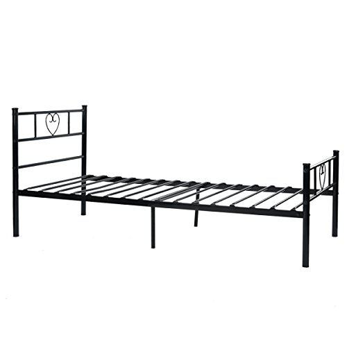 DORAFAIR Marco de Cama Individual de Metal Estructura 90 x 190cm,Corazón Negro DORAFAIR Marco de Cama Individual de Metal Estructura 90 x 190cm,Corazón Negro