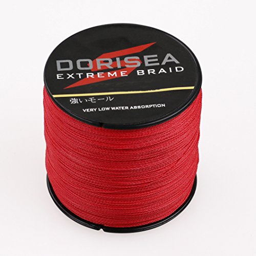 dorisea Extreme Braid 100% PE trenzado Pesca Línea 6 – 550lb prueba alambre de pesca 100 M/109yards pesca string-abrasion resistente increíble Superline cero elástico pequeño diámetro, rojo