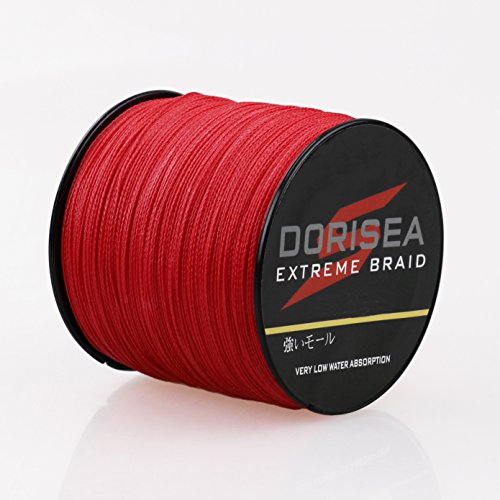 dorisea Extreme Braid 100% PE trenzado Pesca Línea 6 – 550lb prueba alambre de pesca 100 M/109yards pesca string-abrasion resistente increíble Superline cero elástico pequeño diámetro, rojo