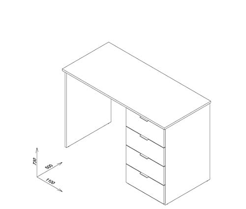 Dormidán- Escritorio 4 Cajones, Mesa de Oficina, Despacho Ordenador, (Blanco)