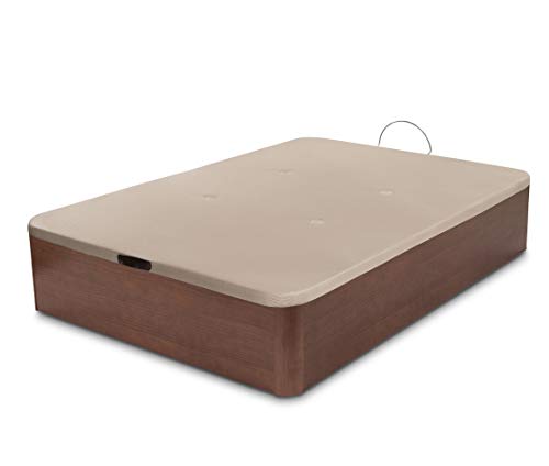 Dormidán - Pack de canapé abatible de Gran Capacidad + colchón viscoelástico + Almohada visco Copos de Regalo (150_x_190_cm, Cerezo)