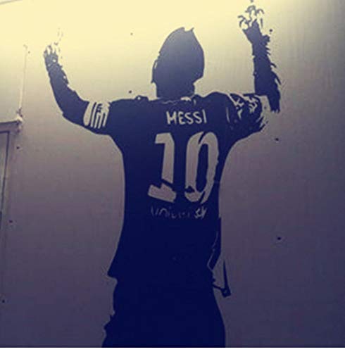 Dormitorio Etiqueta de La Pared Negro Pvc Gran Estrella de Fútbol Lionel Messi Figura Vinilo Diy Niños Pegatinas Fanáticos del Fútbol