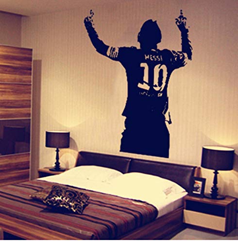 Dormitorio Etiqueta de La Pared Negro Pvc Gran Estrella de Fútbol Lionel Messi Figura Vinilo Diy Niños Pegatinas Fanáticos del Fútbol
