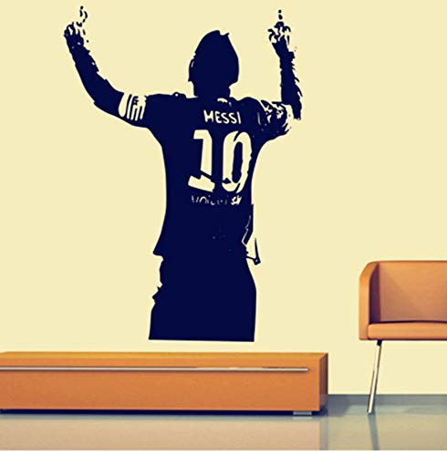 Dormitorio Etiqueta de La Pared Negro Pvc Gran Estrella de Fútbol Lionel Messi Figura Vinilo Diy Niños Pegatinas Fanáticos del Fútbol