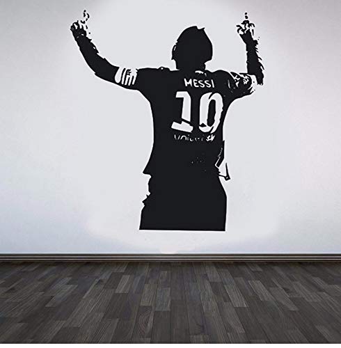 Dormitorio Etiqueta de La Pared Negro Pvc Gran Estrella de Fútbol Lionel Messi Figura Vinilo Diy Niños Pegatinas Fanáticos del Fútbol