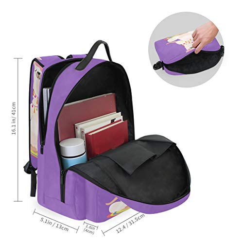 DOSHINE Mochila de Viaje Desmontable, Yoga Llama Alpaca Funny Animal School Bolsa de Hombro para Hombres Mujeres niños niñas niños