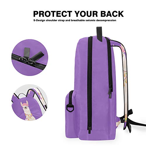 DOSHINE Mochila de Viaje Desmontable, Yoga Llama Alpaca Funny Animal School Bolsa de Hombro para Hombres Mujeres niños niñas niños DOSHINE Mochila de Viaje Desmontable, Yoga Llama Alpaca Funny Animal School Bolsa de Hombro para Hombres Mujeres niños niñas niños