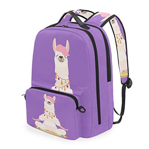 DOSHINE Mochila de Viaje Desmontable, Yoga Llama Alpaca Funny Animal School Bolsa de Hombro para Hombres Mujeres niños niñas niños