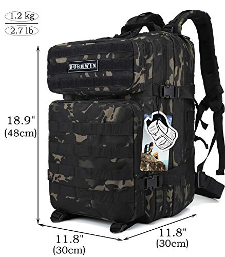 Doshwin 40L Mochila Táctica Militar Camuflaje Molle Assault Pack (CP Negro)