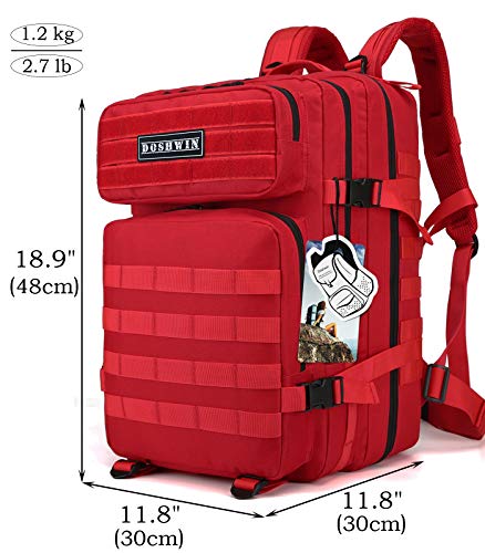 Doshwin 40L Mochila Táctica Militar Camuflaje Molle Assault Pack (Rojo)