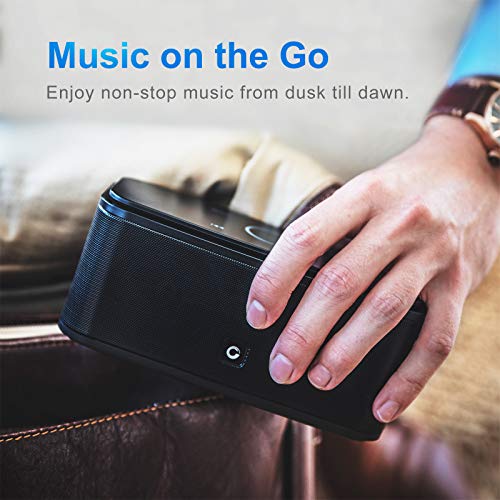 DOSS SoundBox - Altavoz Bluetooth con Tacto Sensible, Potente Subgrave 12W,Doble Controlador Integrado,12 Horas de Reproducción Continua y Manos Libres (Negro)