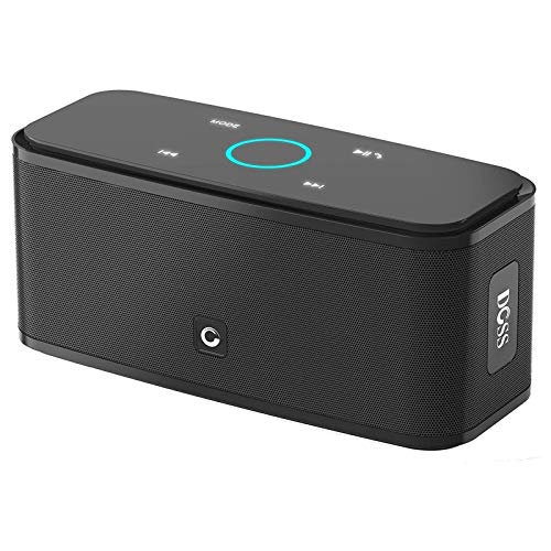DOSS SoundBox - Altavoz Bluetooth con Tacto Sensible, Potente Subgrave 12W,Doble Controlador Integrado,12 Horas de Reproducción Continua y Manos Libres (Negro)
