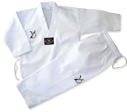 DOUBLE Y - Kimono de taekwondo Dobok neutro blanco blanco Talla:120