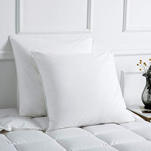 Downcy - Almohadas de pluma y plumón de ganso, funda de algodón, 80 x 80 cm (paquete de 2) Downcy - Almohadas de pluma y plumón de ganso, funda de algodón, 80 x 80 cm (paquete de 2)