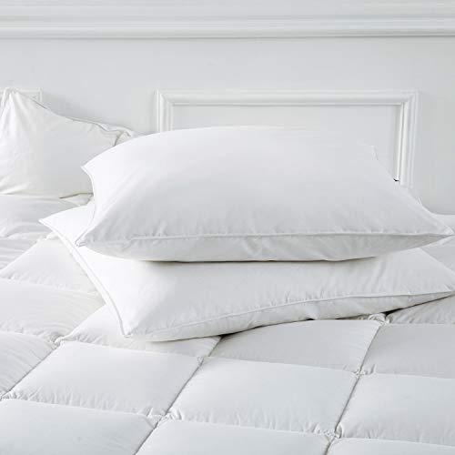 Downcy - Almohadas de pluma y plumón de ganso, funda de algodón, 80 x 80 cm (paquete de 2) Downcy - Almohadas de pluma y plumón de ganso, funda de algodón, 80 x 80 cm (paquete de 2)
