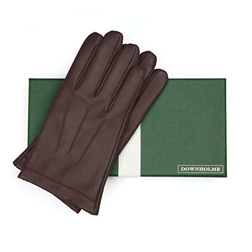 Downholme Guantes de Piel con Forro de Cachemira – Guantes Clásicos – Guantes de Invierno para Hombre (Marrón Oscuro, M)