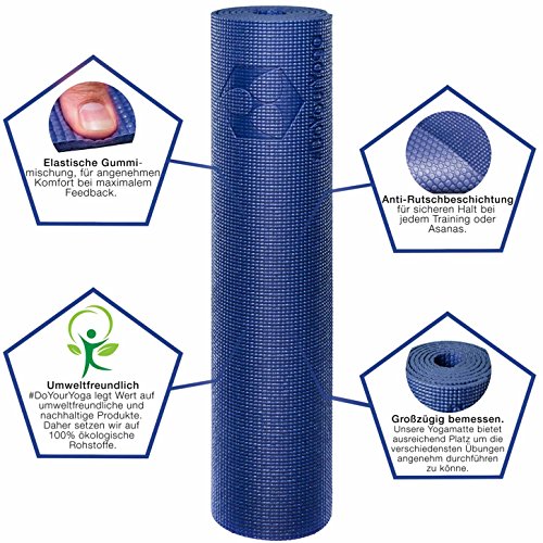 #DoYourYoga PVC Esterilla de Yoga Espuma de Memoria KIRANA Medidas: 183 x 61 x 0,4 cm/Muy resbaladizo Hecho de Eco PVC/el Punto de Partida Ideal para el Yoga, aeróbic, Fitness y Pilates.