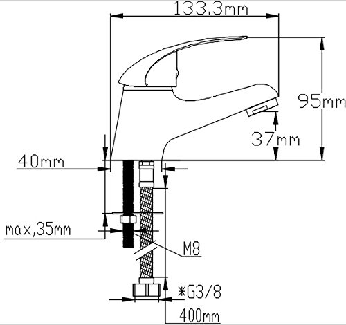 DP Grifería GS10080 Grifo Monomando de Lavabo, Plata DP Grifería GS10080 Grifo Monomando de Lavabo, Plata